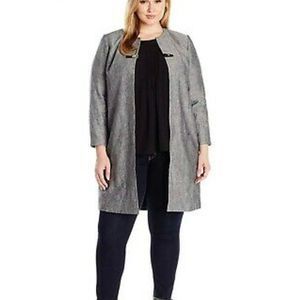 - Calvin Klein long linen jacket with buckle  closure size 6